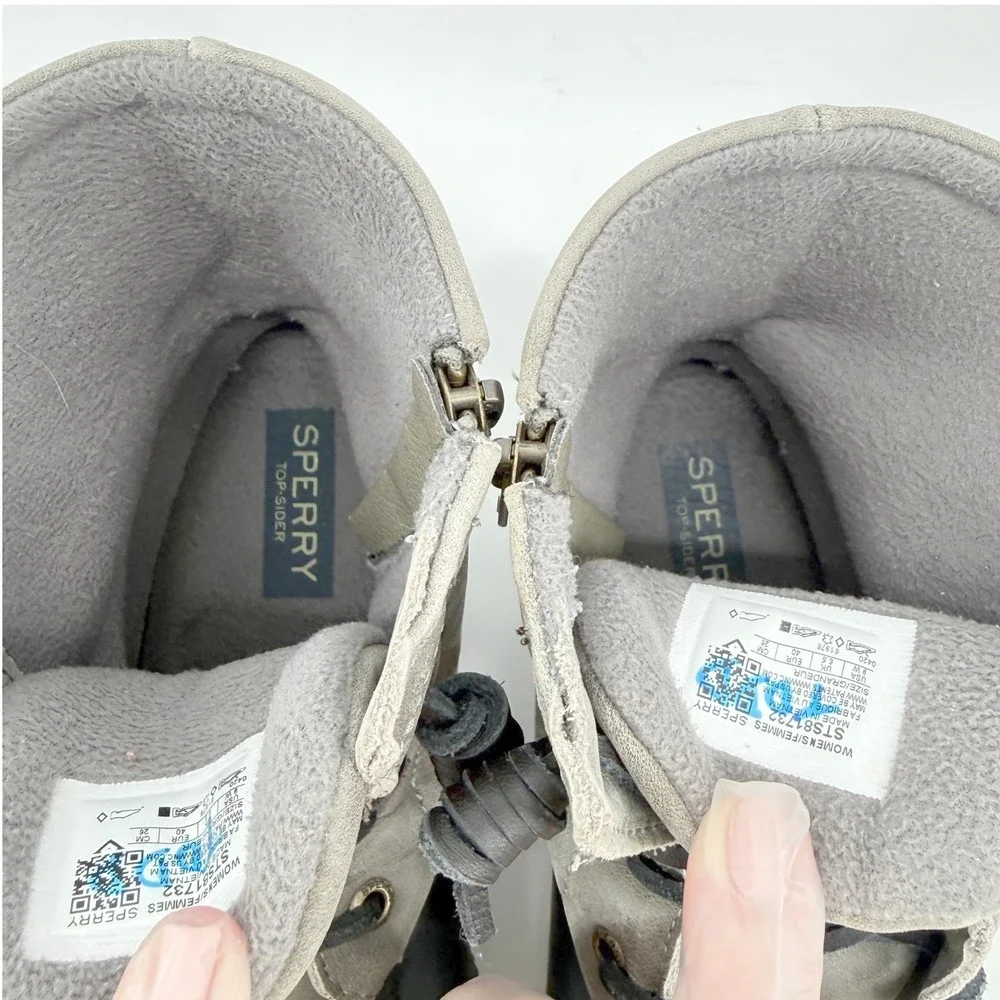 Sperry Saltwater Duck Boots Womens 9 Grey Black Waterproof Side Zip Outdoors